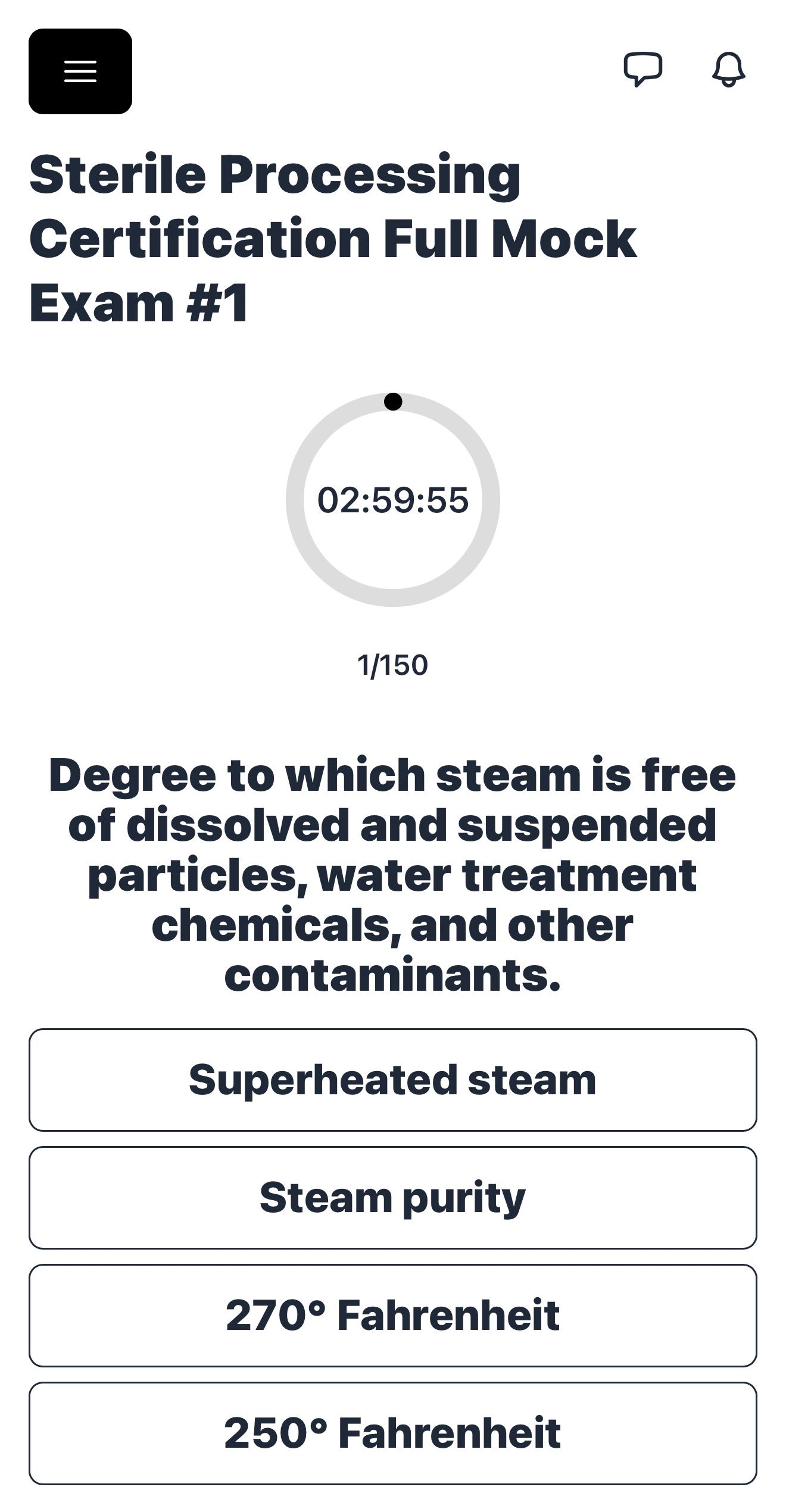 Mock Exam for Sterile Processing Certification from CRCST and CBSPD